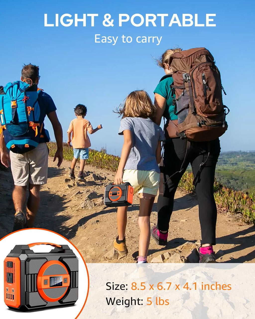 Portable Power Station 300W, Outdoor Solar Generator Backup Battery Pack 220Wh/60000mAh, Portable Laptop Charger with