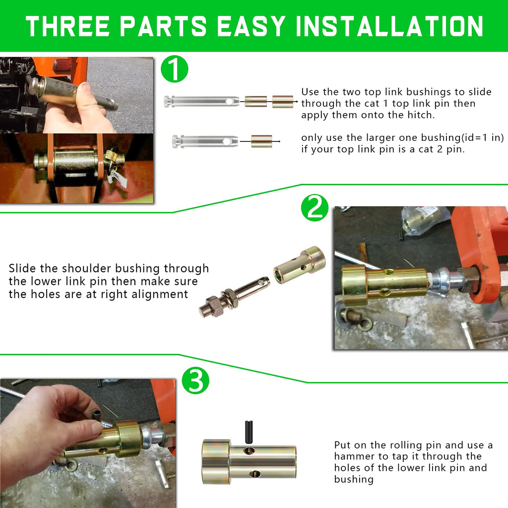 4 Packs TK95029 CAT 1 Quick Hitch Bushing Kit with Top Link and Lynch Pin
