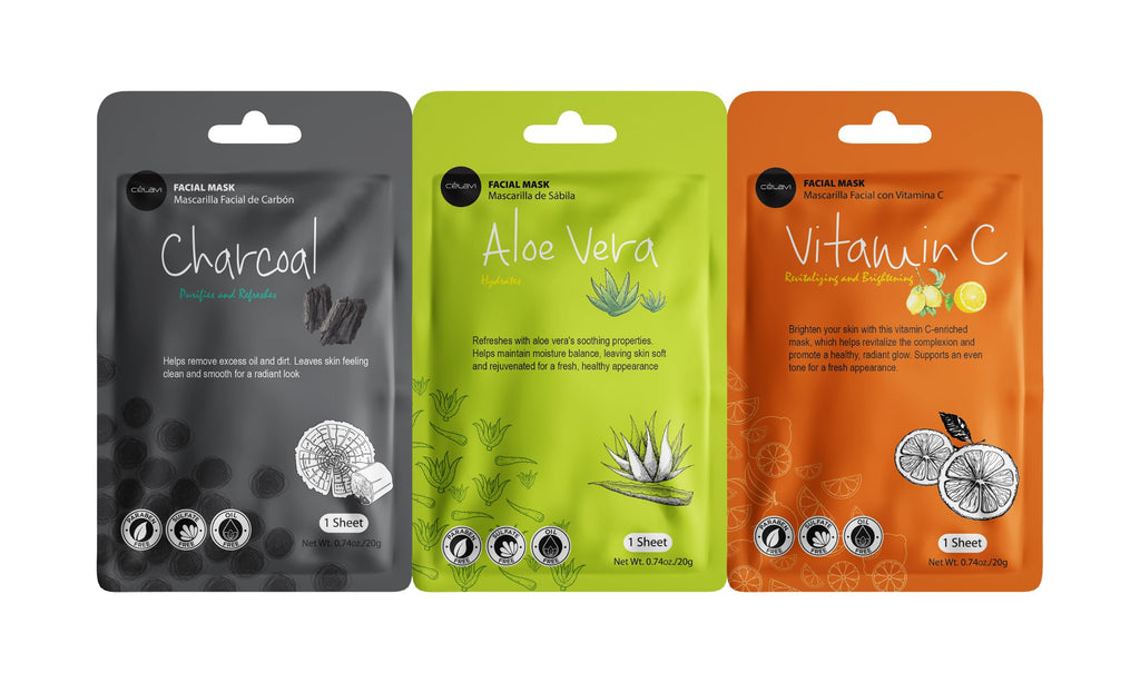 Celavi Korean Face Mask Sheet Set, Facial Spa Masks, 24 Pack