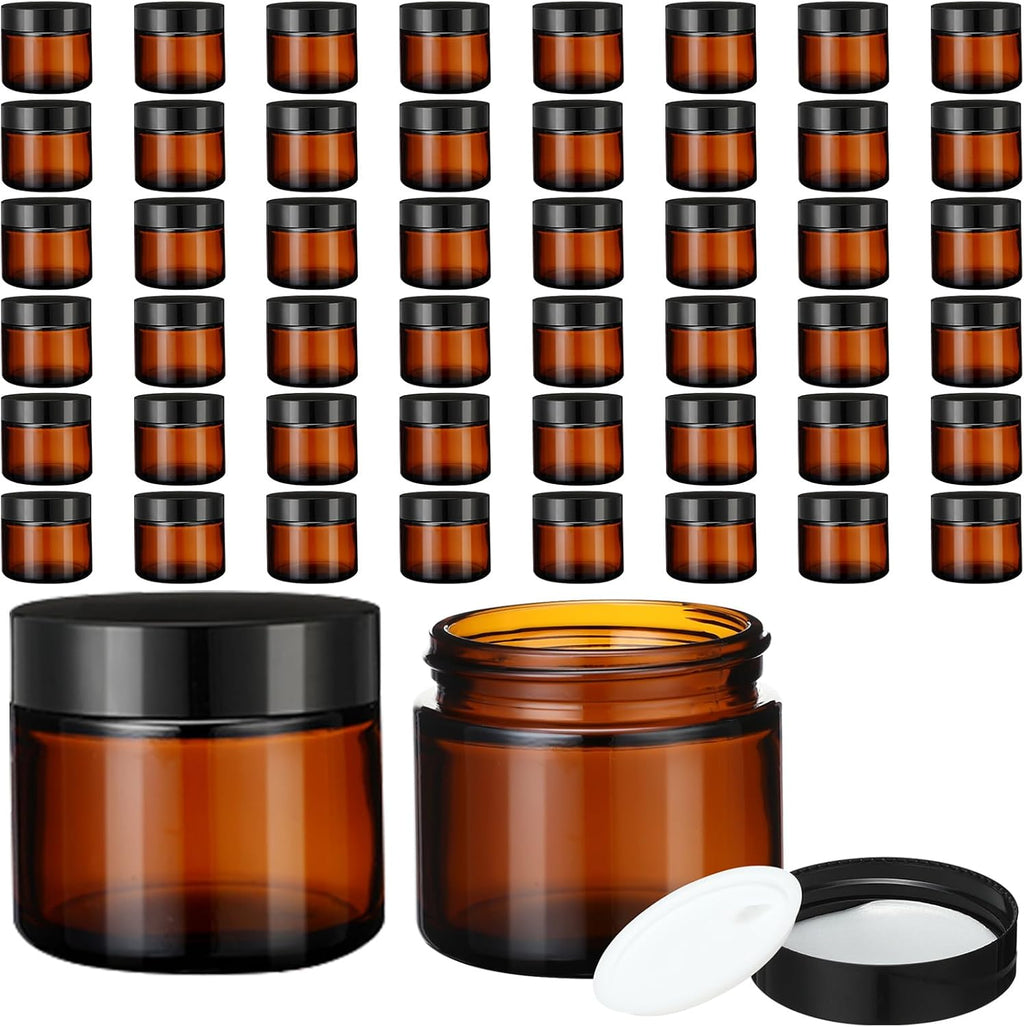 2 oz Glass Jars with Lids, Clear Candle Jars with Black Lids Round Empty Candles Container Tins for Candle Making