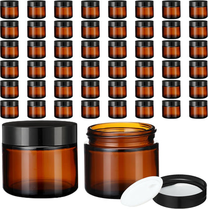 2 oz Glass Jars with Lids, Clear Candle Jars with Black Lids Round Empty Candles Container Tins for Candle Making
