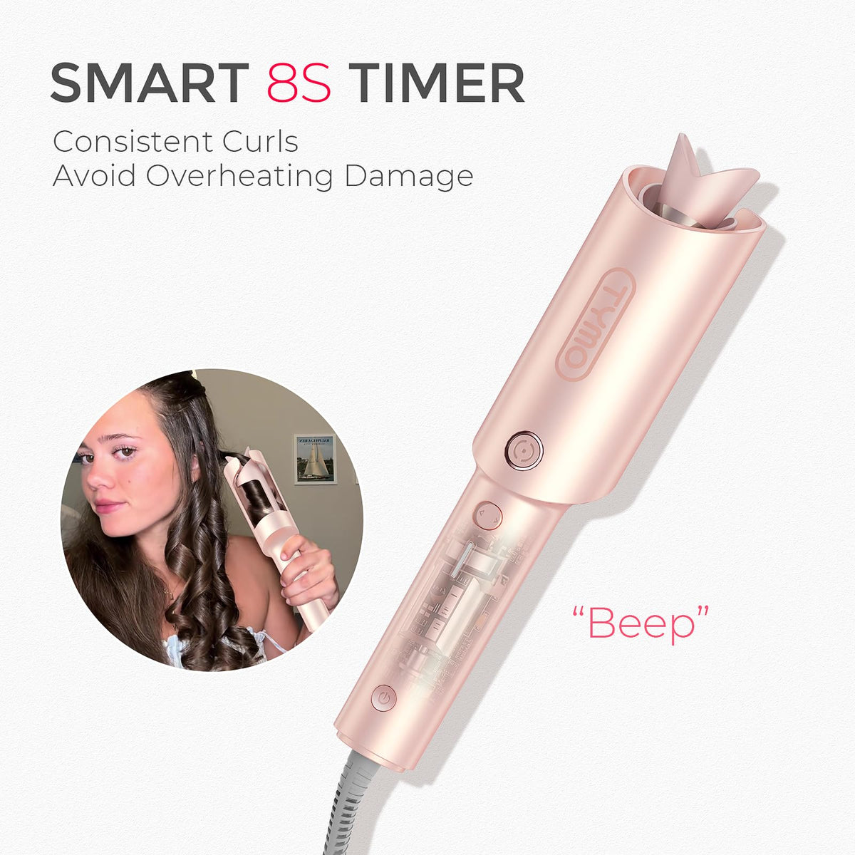 Automatic Rotating Curling Iron, TYMO CURLPRO Beach Waves Hair Curler