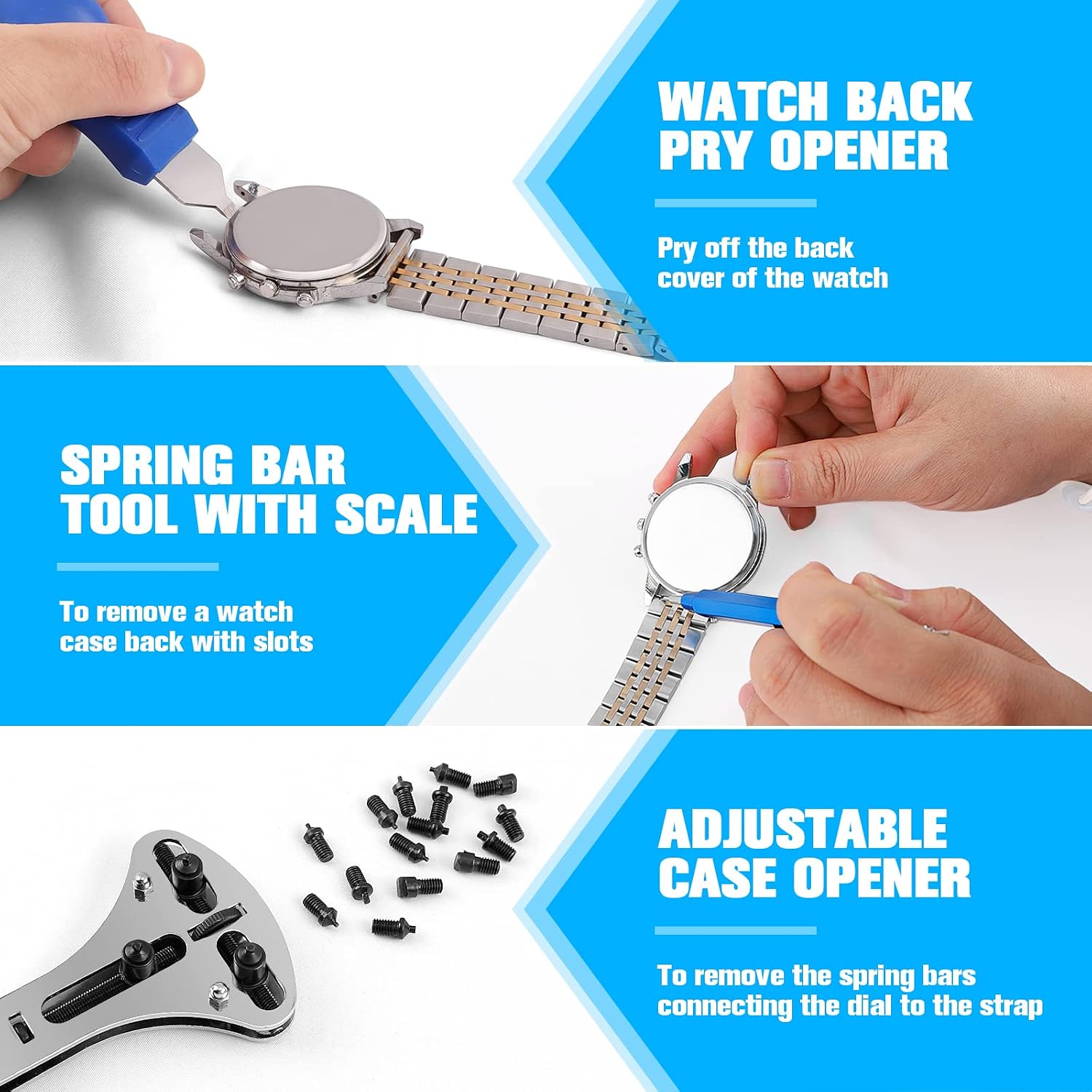 Watch Repair Kit, BYNIIUR Watch Battery Replacement Tool Kit, Watch Repair Tools & Kits, Watch Link Removal Tool Kit