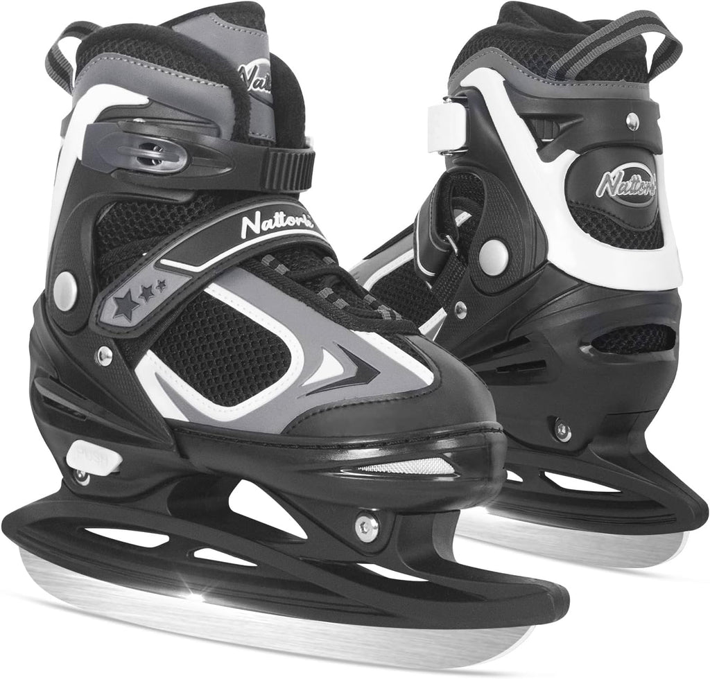Ice Skates for Kids, Boys and Girls, Hockey Lace-Up Adjustable Skates Soft Padding and Reinforced Ankle Support for
