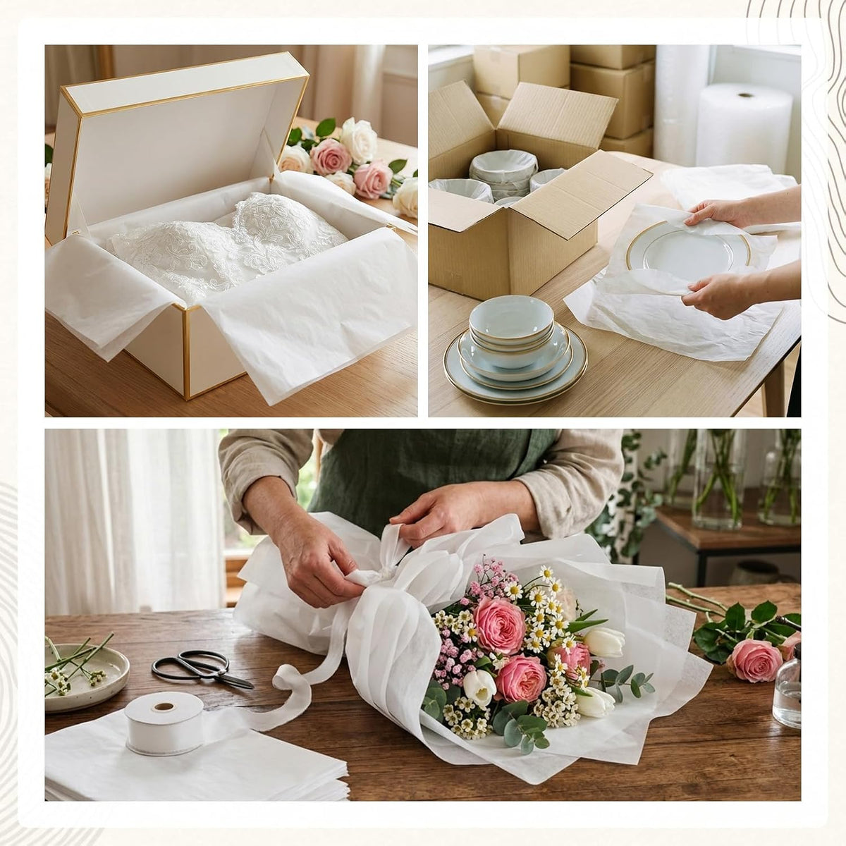 1280 Sheets 20x30 White Tissue Paper Bulk for Packing Moving