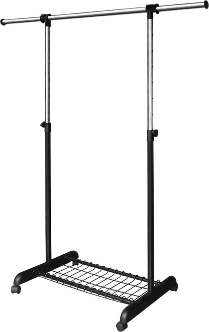 Adjustable Clothing Rack for Hanging Clothes, Heavy Duty Garment Rack with Wheels，Free Standing Rolling Clothes Rack