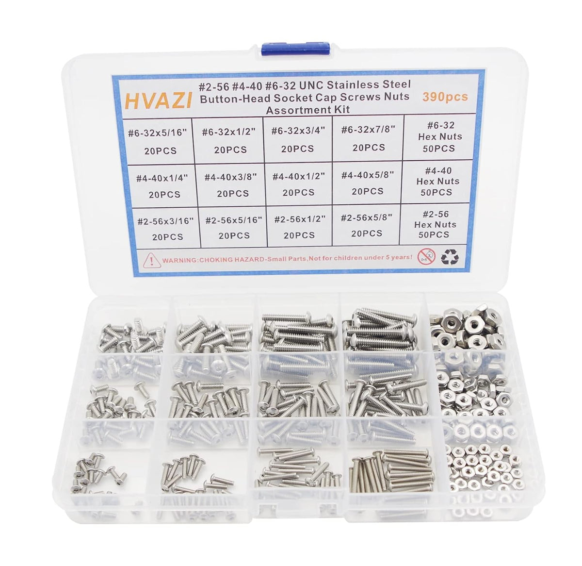 #2-56#4-40#6-32 UNC 304 SS Button-Head Socket Cap Screws & Nuts Kit