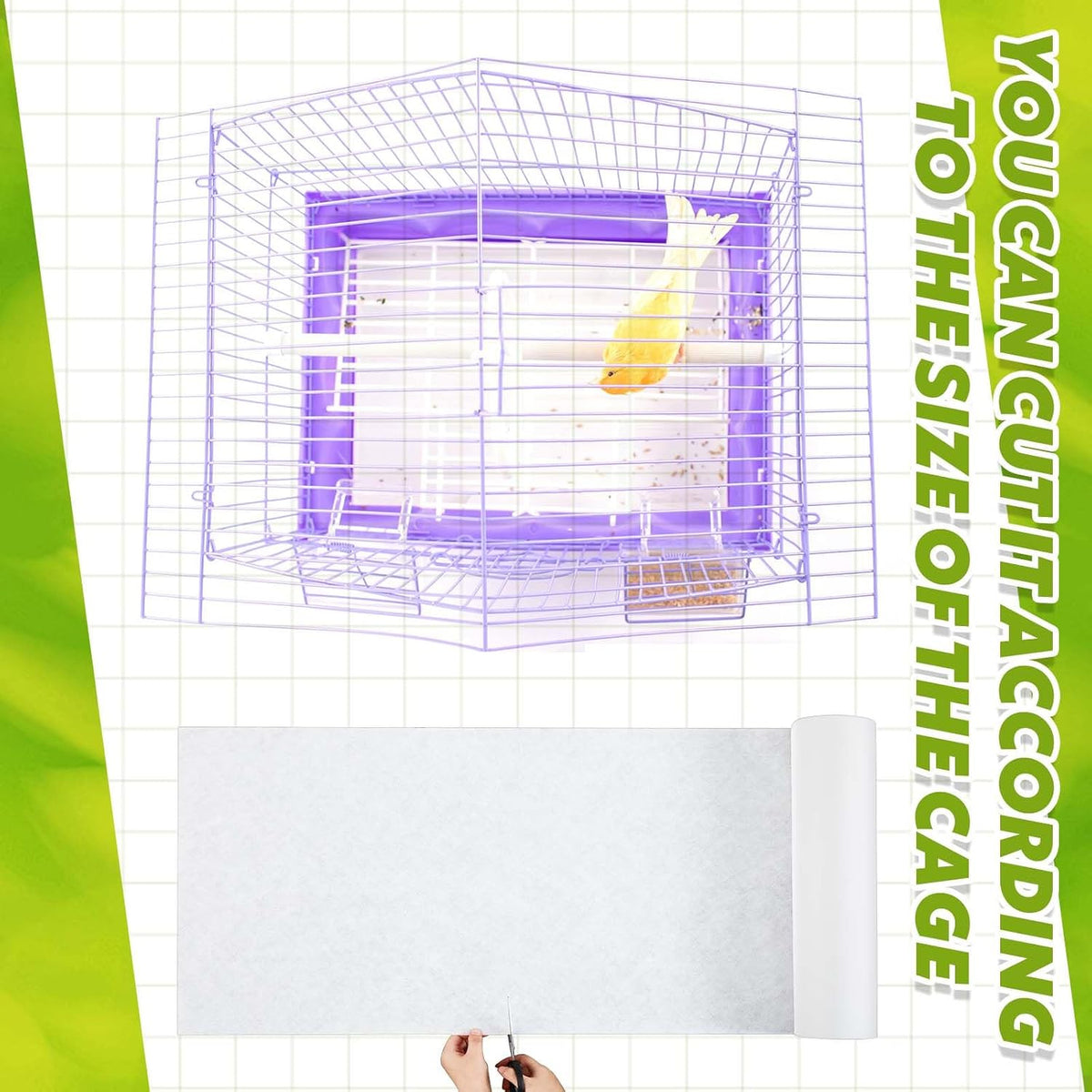 Cage Liner for Birds, 100 ft x 11 Inch, Parakeet Cage Liners
