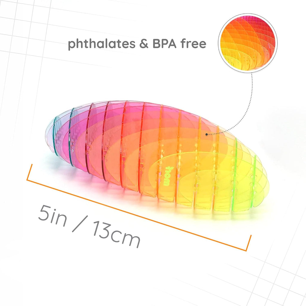 Worm 3D Sensory Figgy Fidget Toy, Rainbow, Small | Quiet Fidget Toy: Sensory Figgy toy for focus and stress relief;