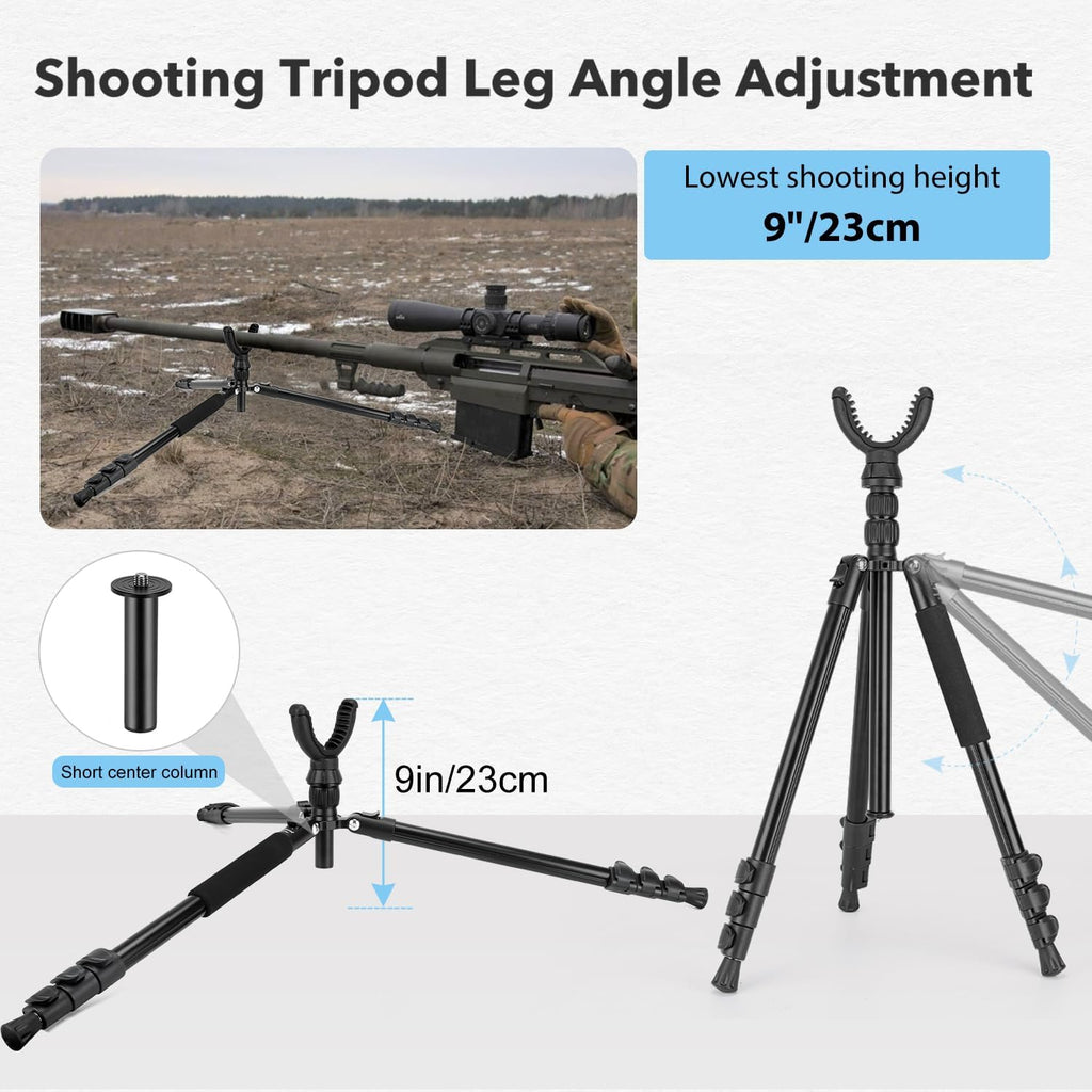 Shooting Tripod Hunting Rest V Yoke Shooting Sticks with 360° Rotate Height Adjustable 9"- 69" Aluminum Portable