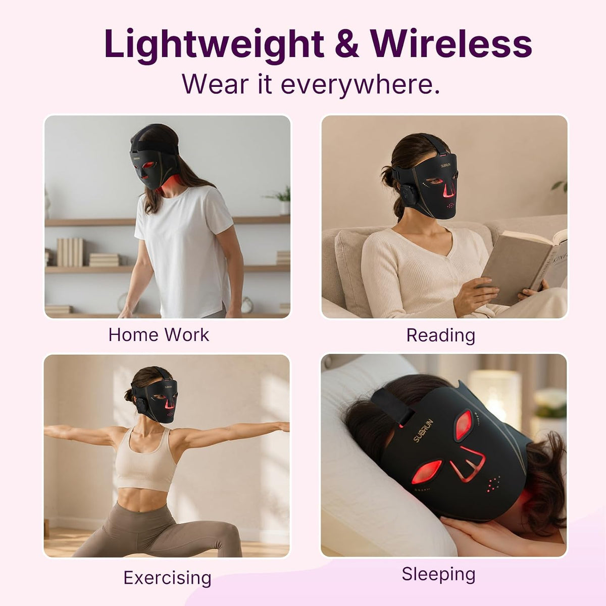 Red Light Therapy Mask for Face, 850nm NIR LED Face Mask, 336LEDs