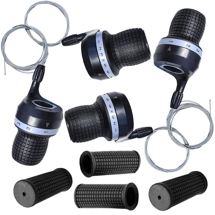 2 Pair Bicycle Twist Grip Gear Shifters 3X7 Speed DIP Compatible for Most Mountain Bike