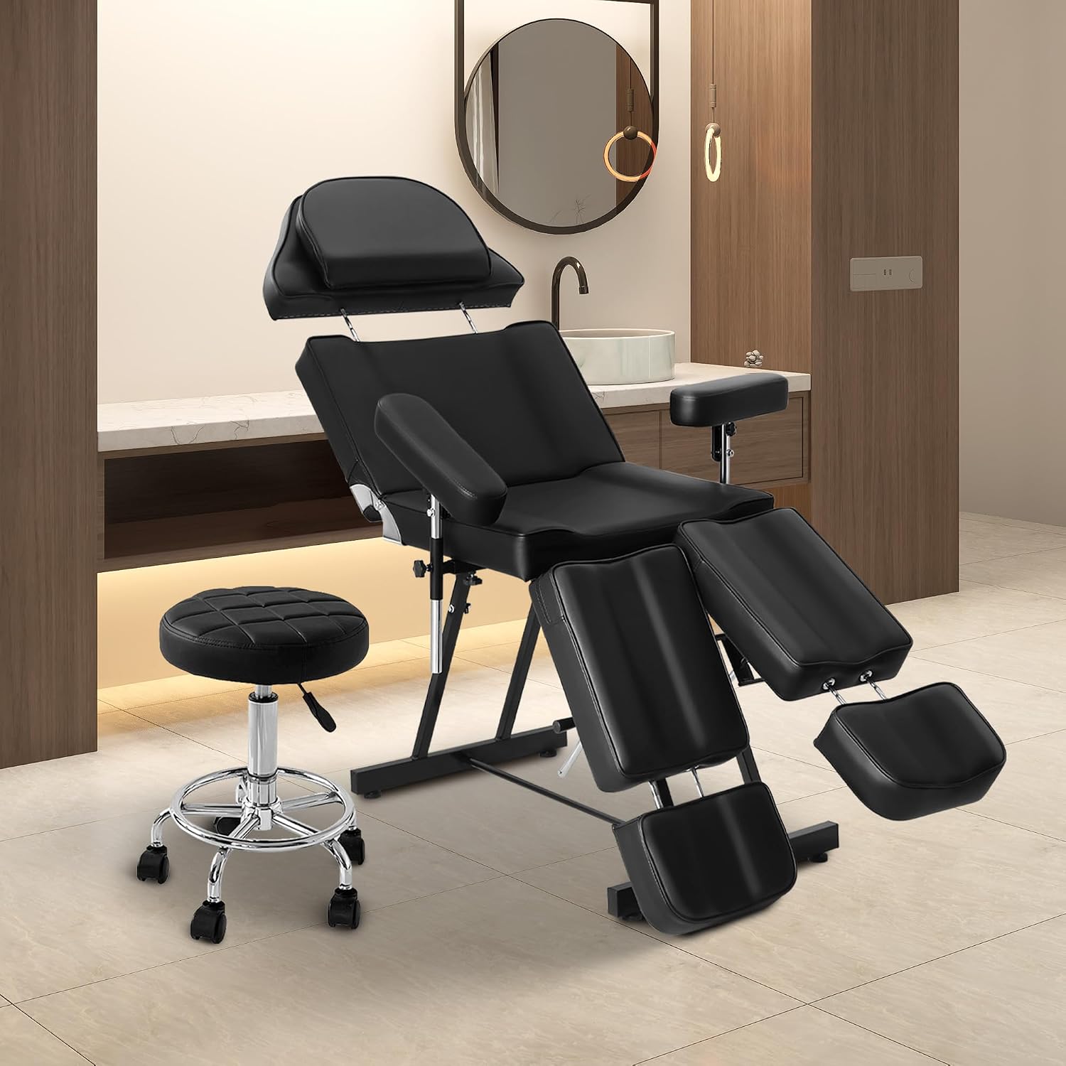 Tattoo Chair for Client, Esthetician Facial Artist Bed Split Legs