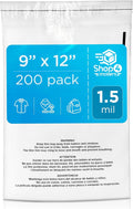 200 Count 9x12 Clear Poly Bags with Suffocation Warning, 1.5 Mil