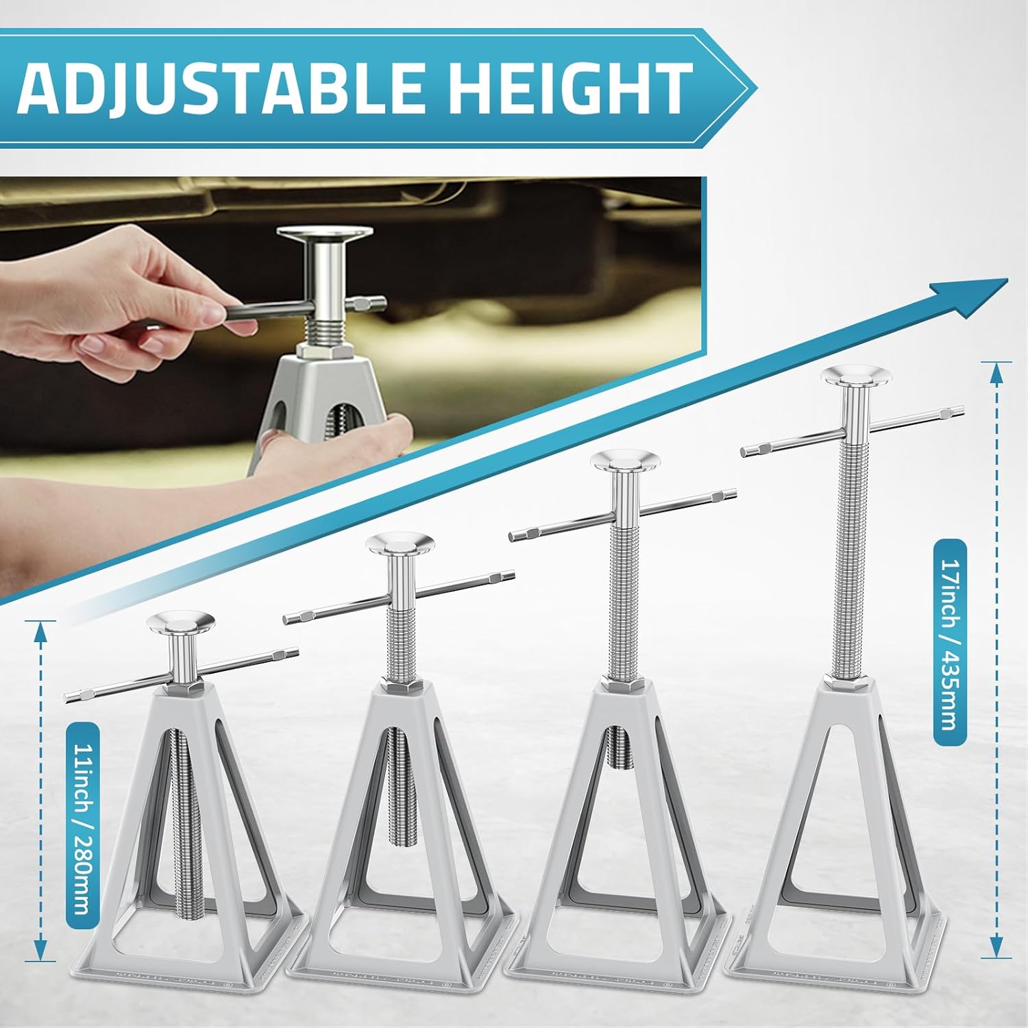 RV Stabilizer Jacks 4 Pack, Heavy Duty Aluminum Jack Stands for Travel Trailer Camper, Single Screw Jack Support up