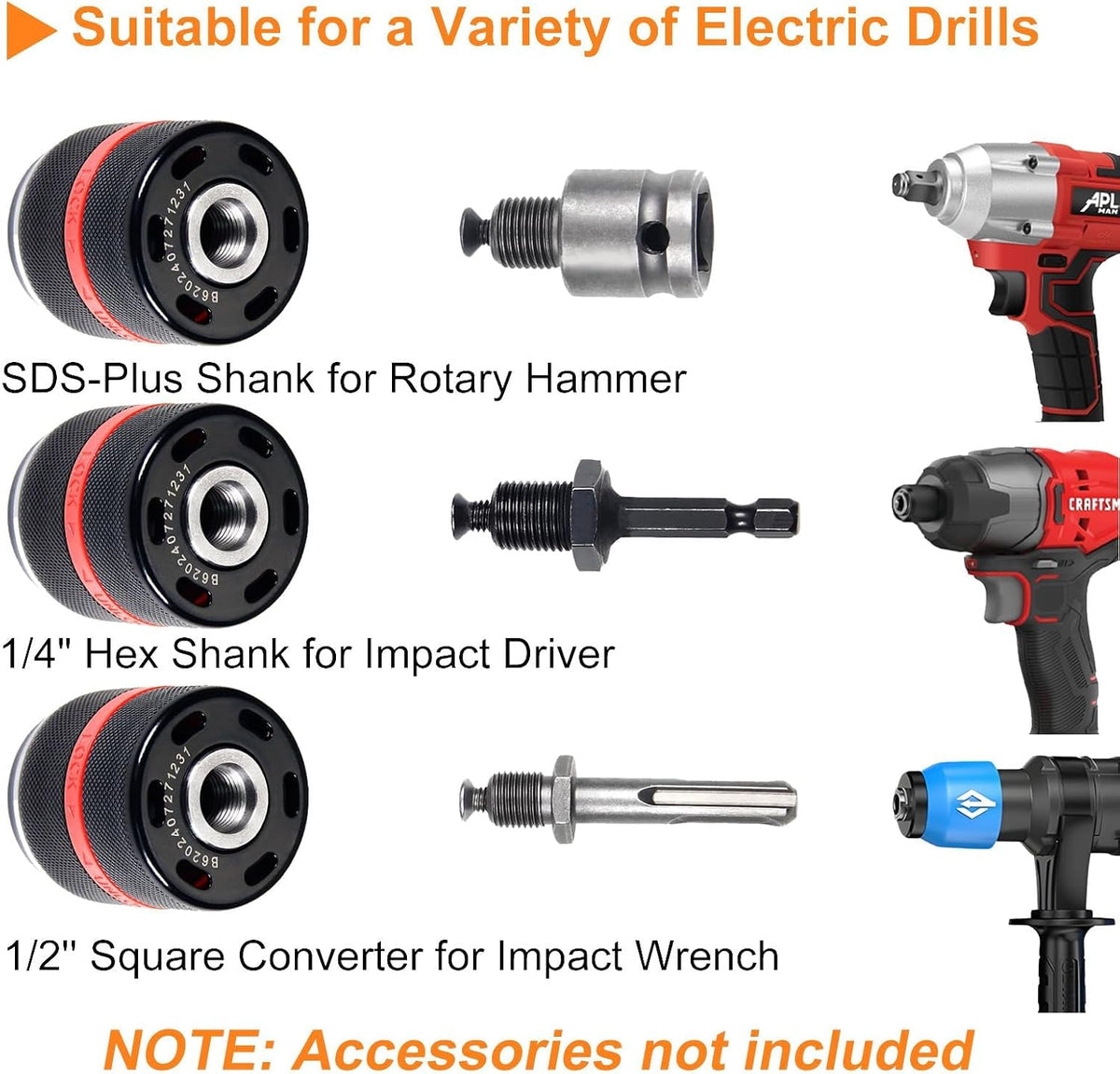 Keyless Drill Chuck for Milwaukee M18, 1/2-20UNF Mount 1.5-13mm Clamping Self-tighten Drill Chuck for Hand Drill Impact Driver