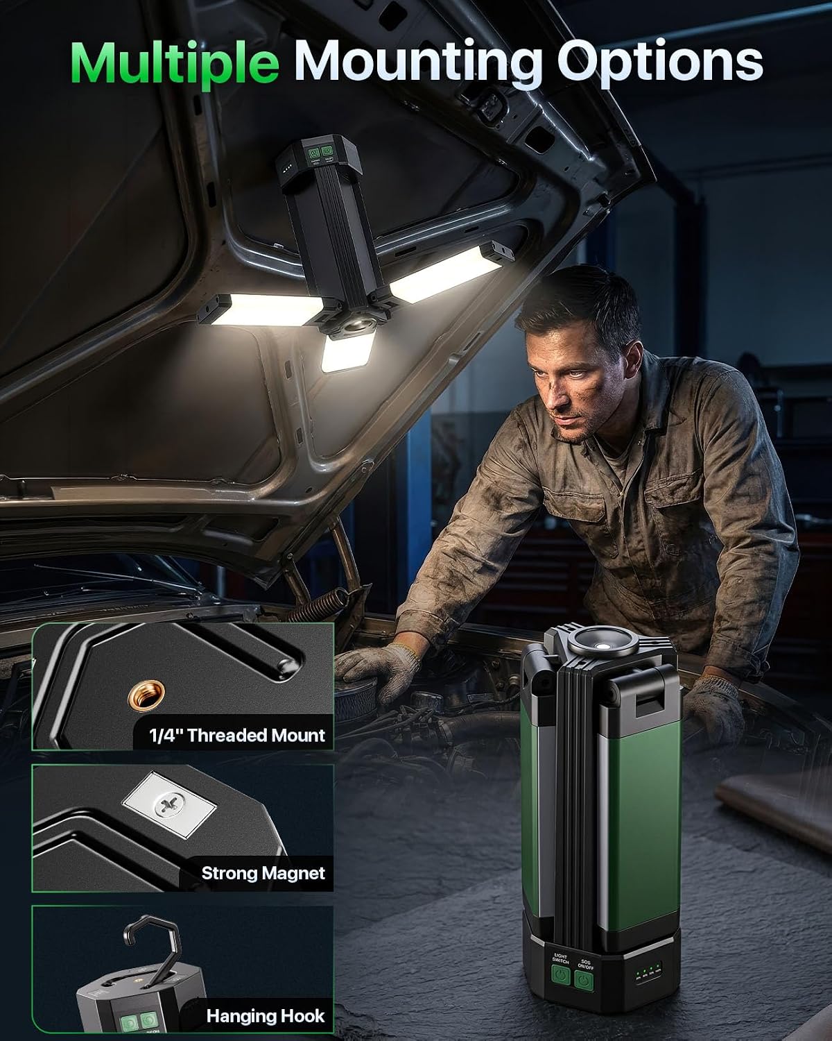 Rechargeable Lantern 10400mAh, Portable Work Light with Magnetic Base & 5 Modes, 2200LM Battery Powered Lantern