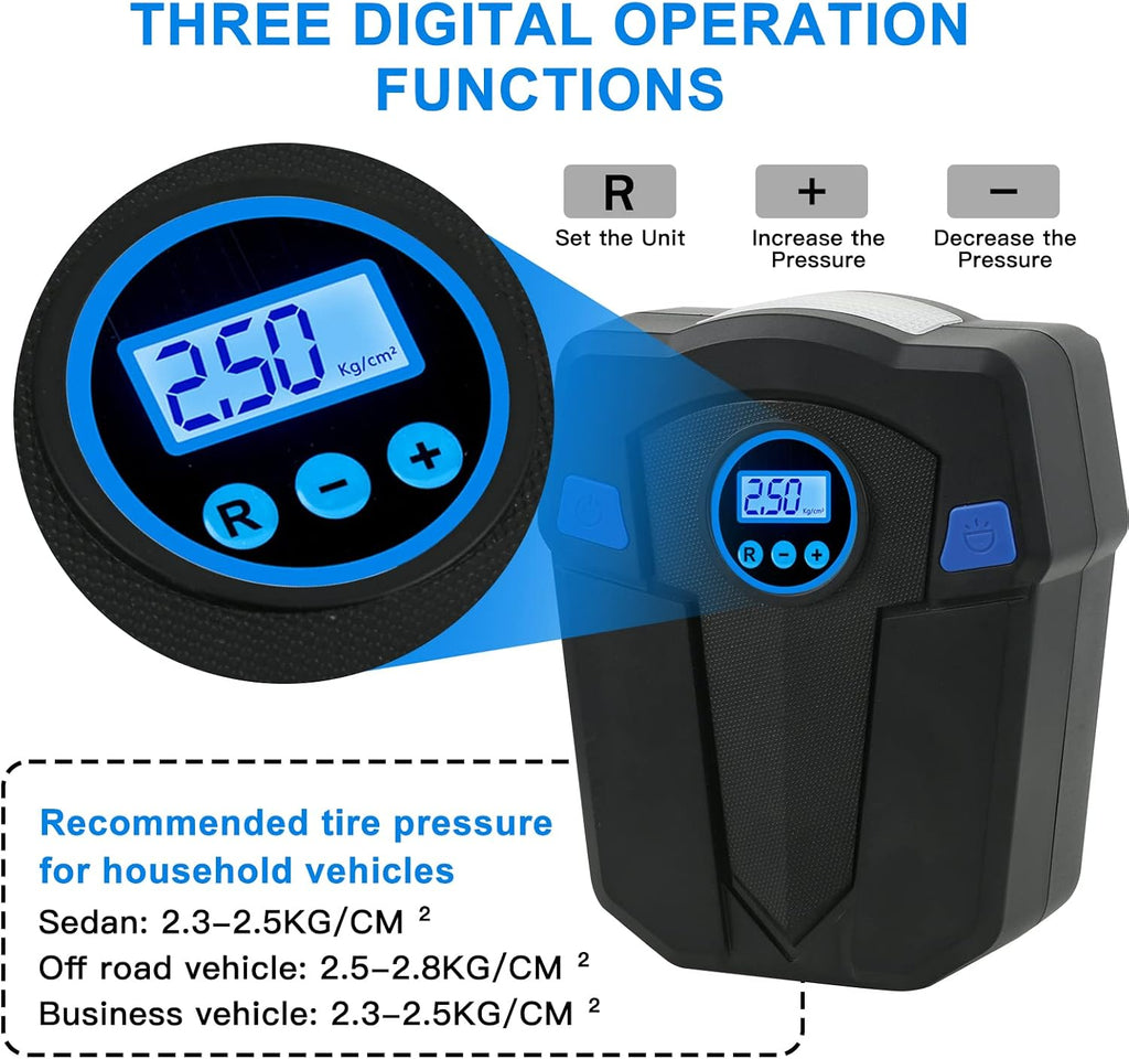 Tire Repair Kit, Tire Inflator Portable Air Compressor, Heavy Duty Flat Tire Repair Kit With 12V Air Pump For SVU