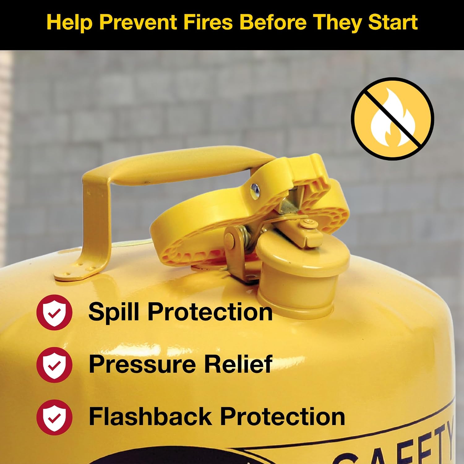 5 Gallon Type I Yellow Safety Gas Can for Diesel | Flame Arrester, Self-Closing Lid, and F-15 Funnel, Made in the