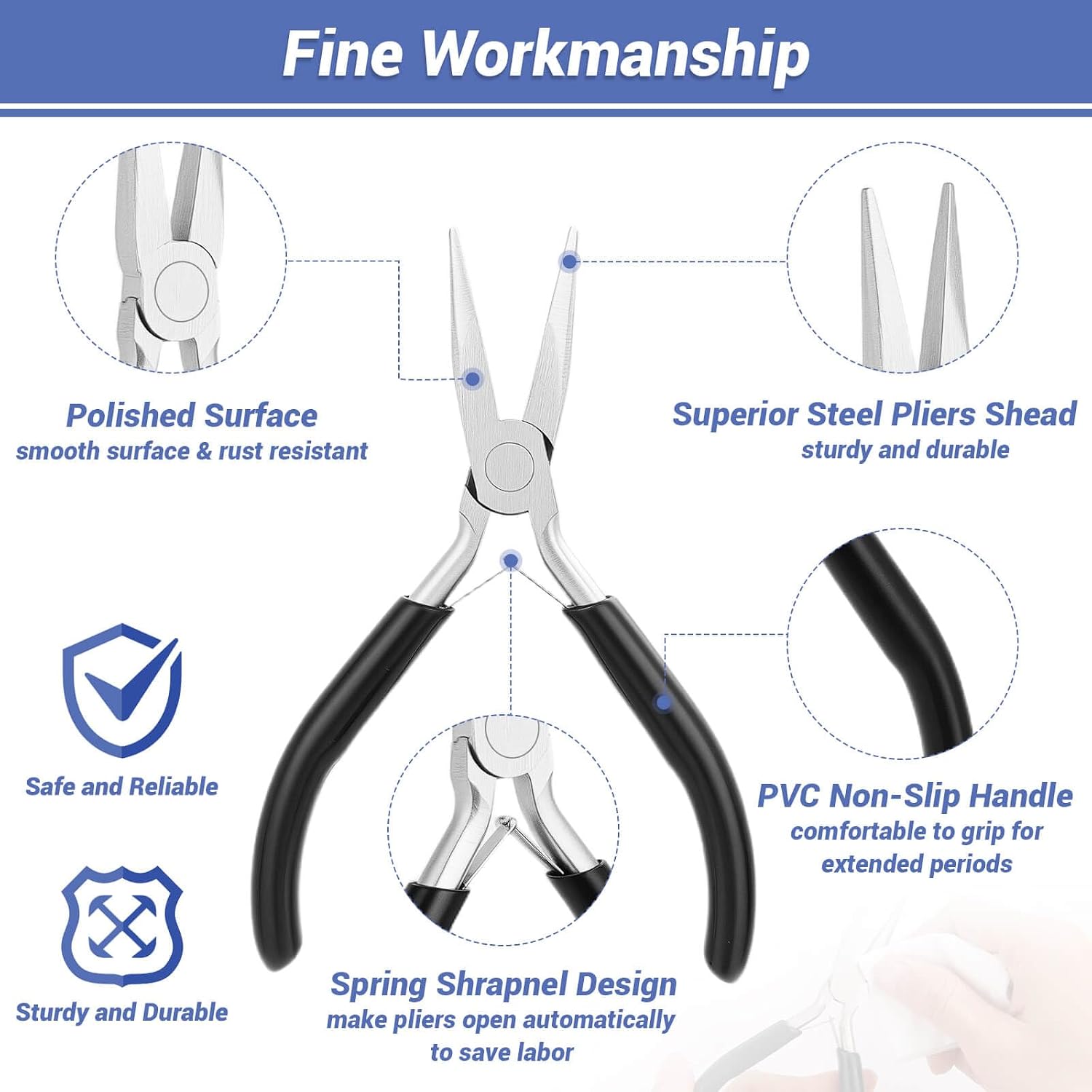 10 Pieces Jewelry Pliers Tools Set, Jewelry Making Tools Include 8 Pieces Pliers, Jump Ring Opener, Tweezers for Wire