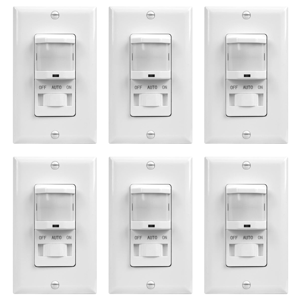 TOPGREENER in-Wall PIR Motion Sensor Light Switch,Need Neutral Wire,6 Pack