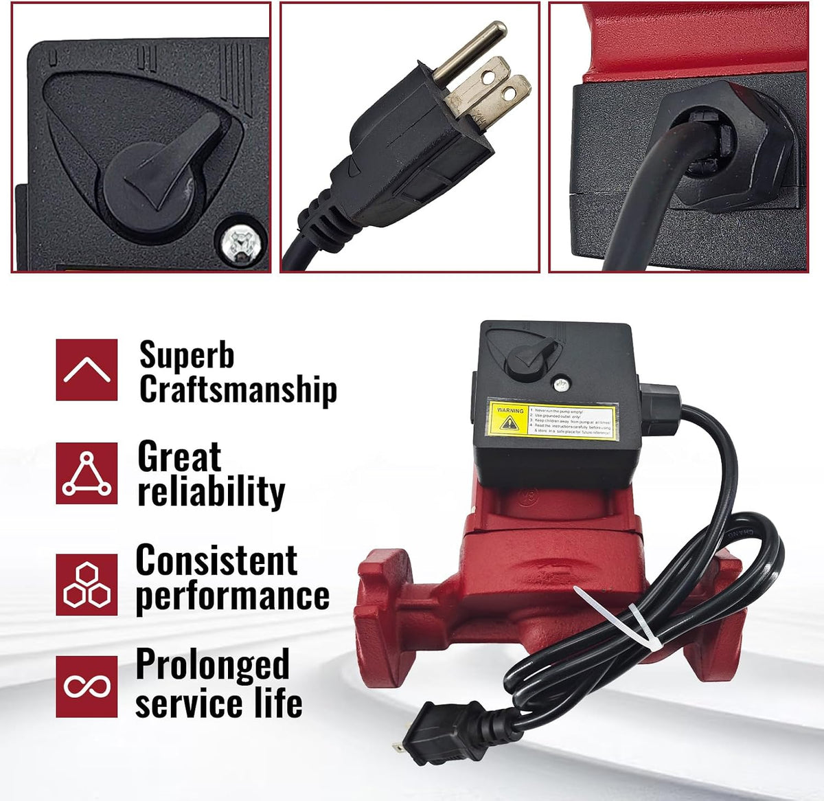 Cast Iron Hot Water Circulator Pump Compatible with Grundfos UPS26-150F