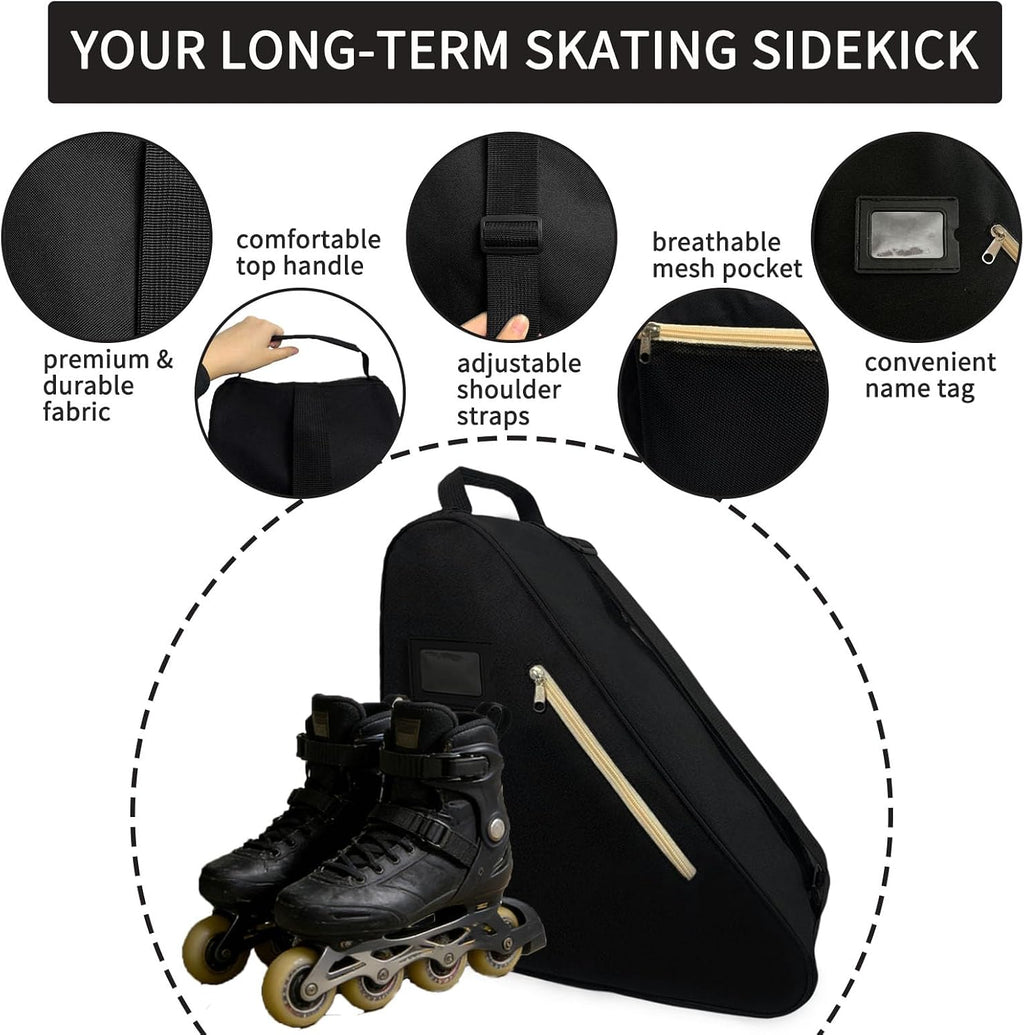 Roller Skate Bag,Adjustable Shoulder Strap ice Skate Bags for Girls Boys and Adults,Large Capacity Breathable Skate