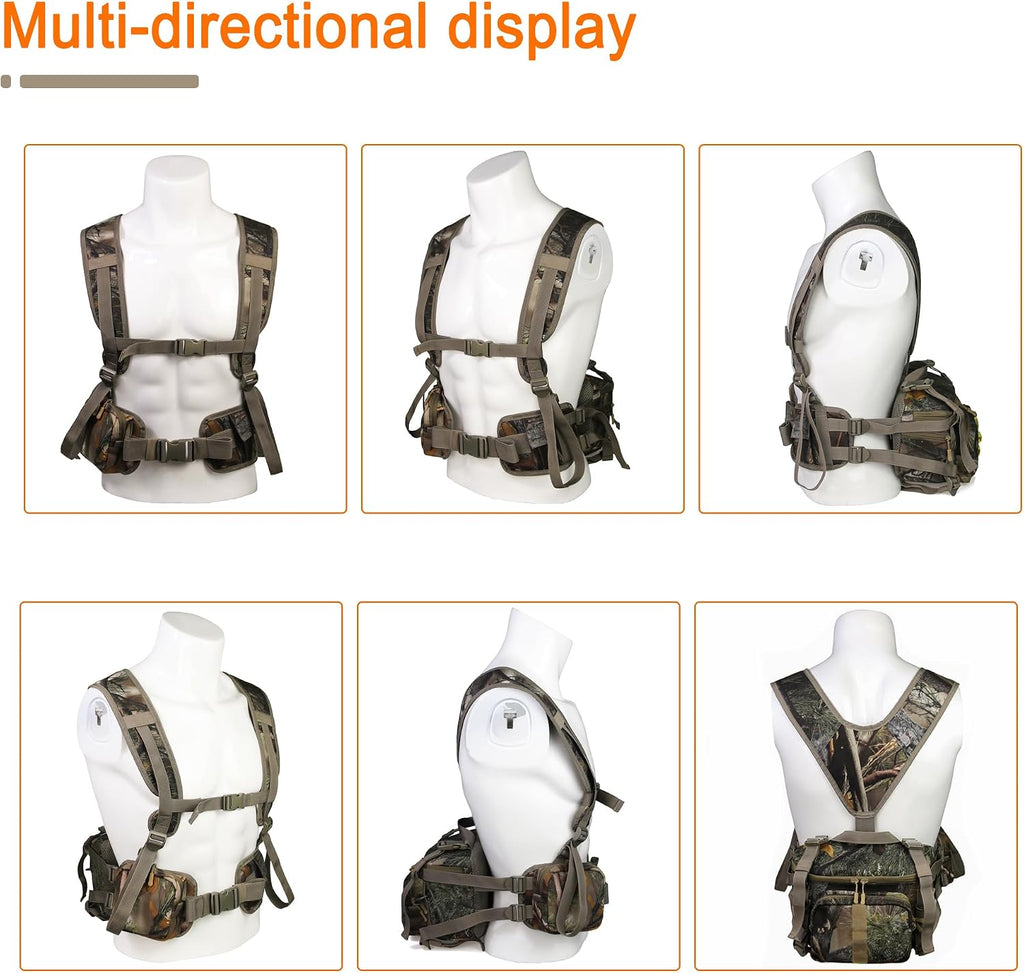 Hunting Fanny Pack, Waist-Pack Style Hunting Pack, Camo Hunting Fanny Waist Pack with Shoulder Straps and Harness