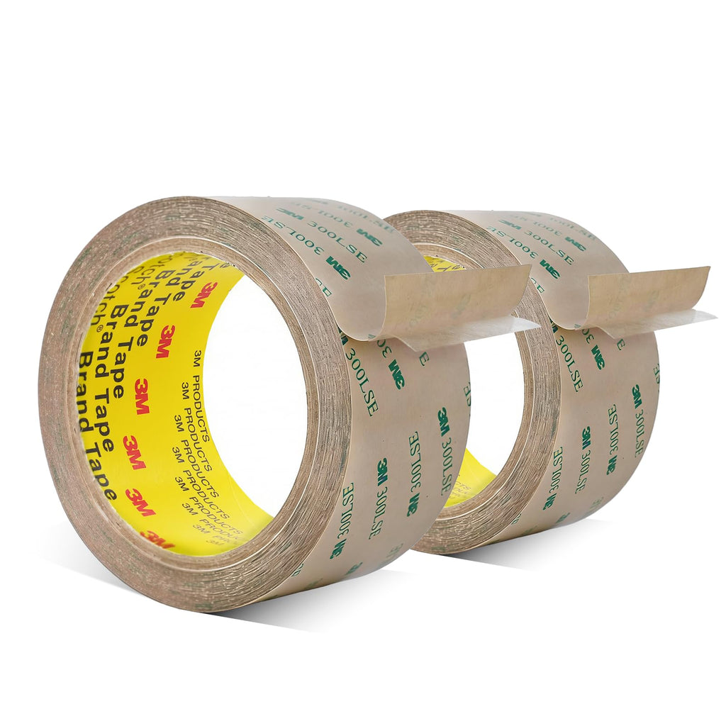 3M Double Sided Tape 300LSE 2" x 36Ft Clear, 2 Pack