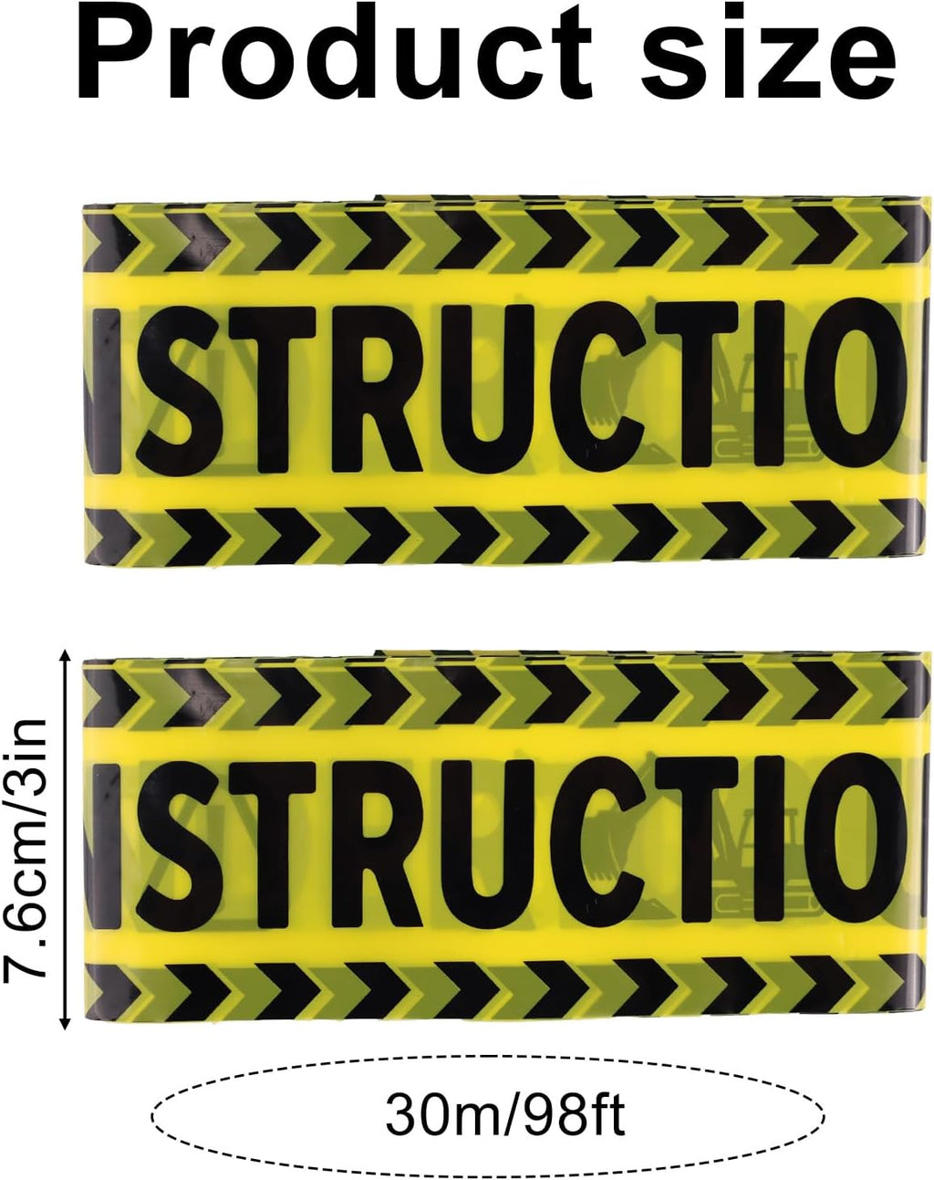 2 Rolls Under Construction Party Tape, 98.4 Feet x 11.8 Inch Construction Caution Tape Black and Yellow Hazard