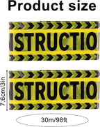 2 Rolls Under Construction Party Tape, 98.4 Feet x 11.8 Inch Construction Caution Tape Black and Yellow Hazard