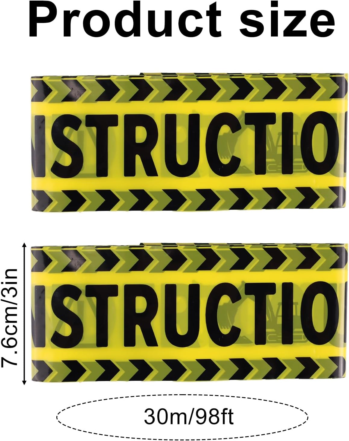 2 Rolls Under Construction Party Tape, 98.4 Feet x 11.8 Inch Construction Caution Tape Black and Yellow Hazard