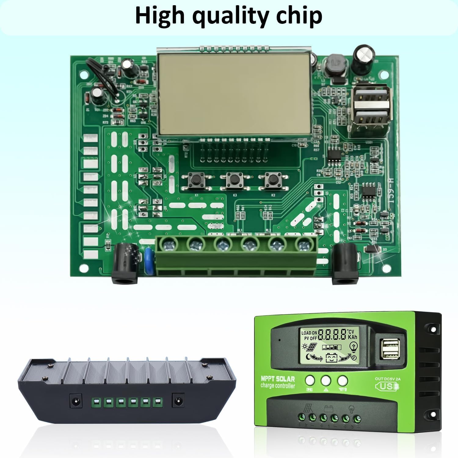 100A MPPT Solar Charge Controller 12v/24v Current Auto Focus MPPT Tracking Charge with LCD Display Dual USB Solar