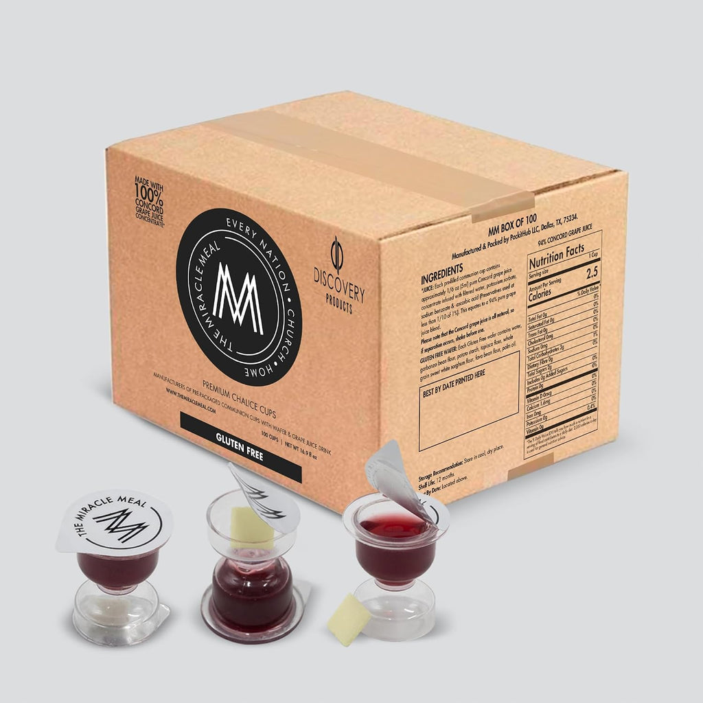 DISCOVERY PRODUCT Prefilled Gluten Free Chalice Cups & Wafer, Box of 100