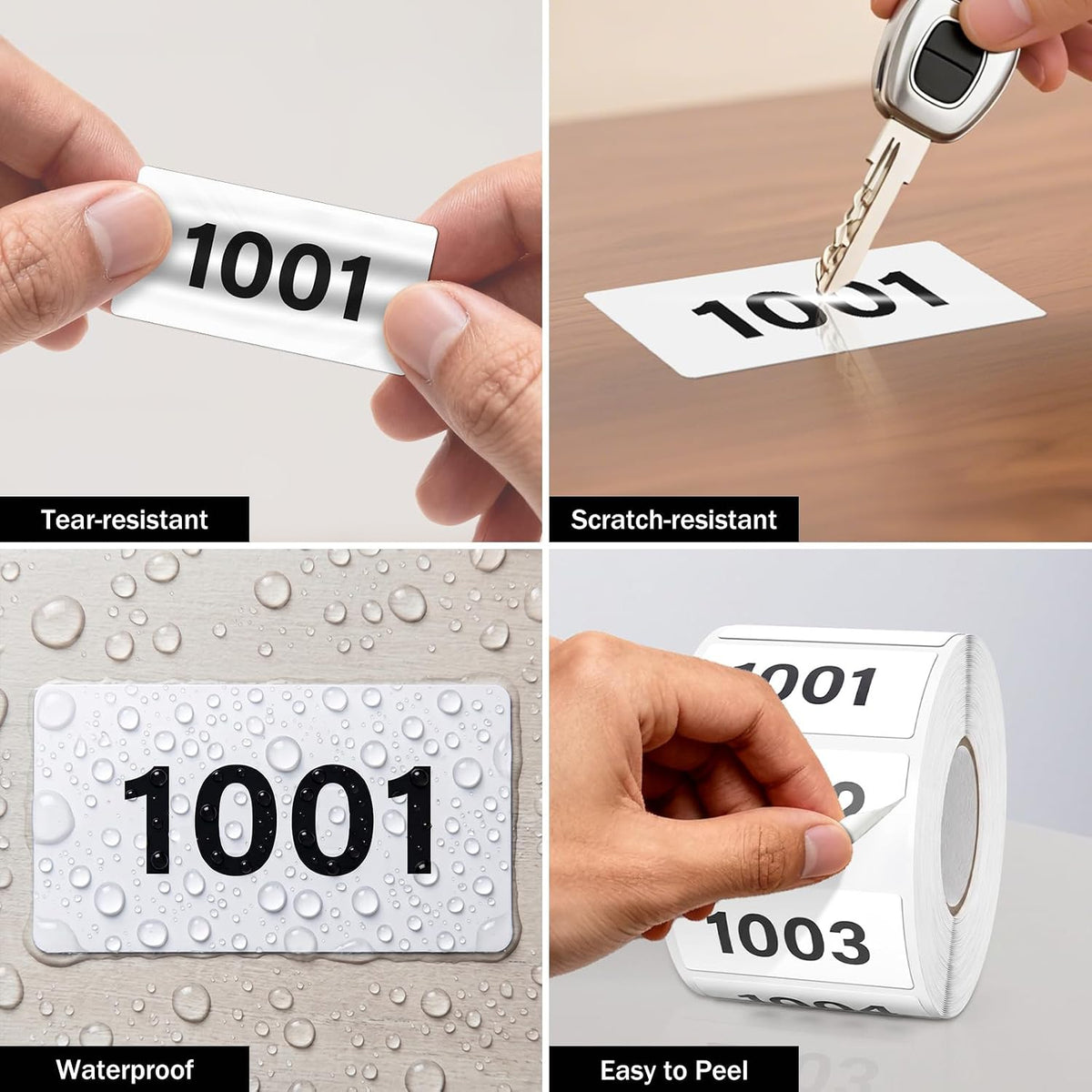 Consecutive Number Stickers 1001-2000 Inventory Label 1.6x0.8 Inch