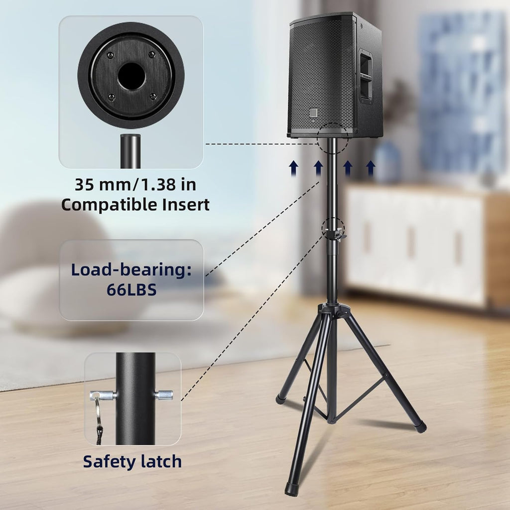 Stage Speaker Stand Tripod, Adjustable Height from 35 to 60 Inch Universal Heavy Duty 35 MM Compatible Insert