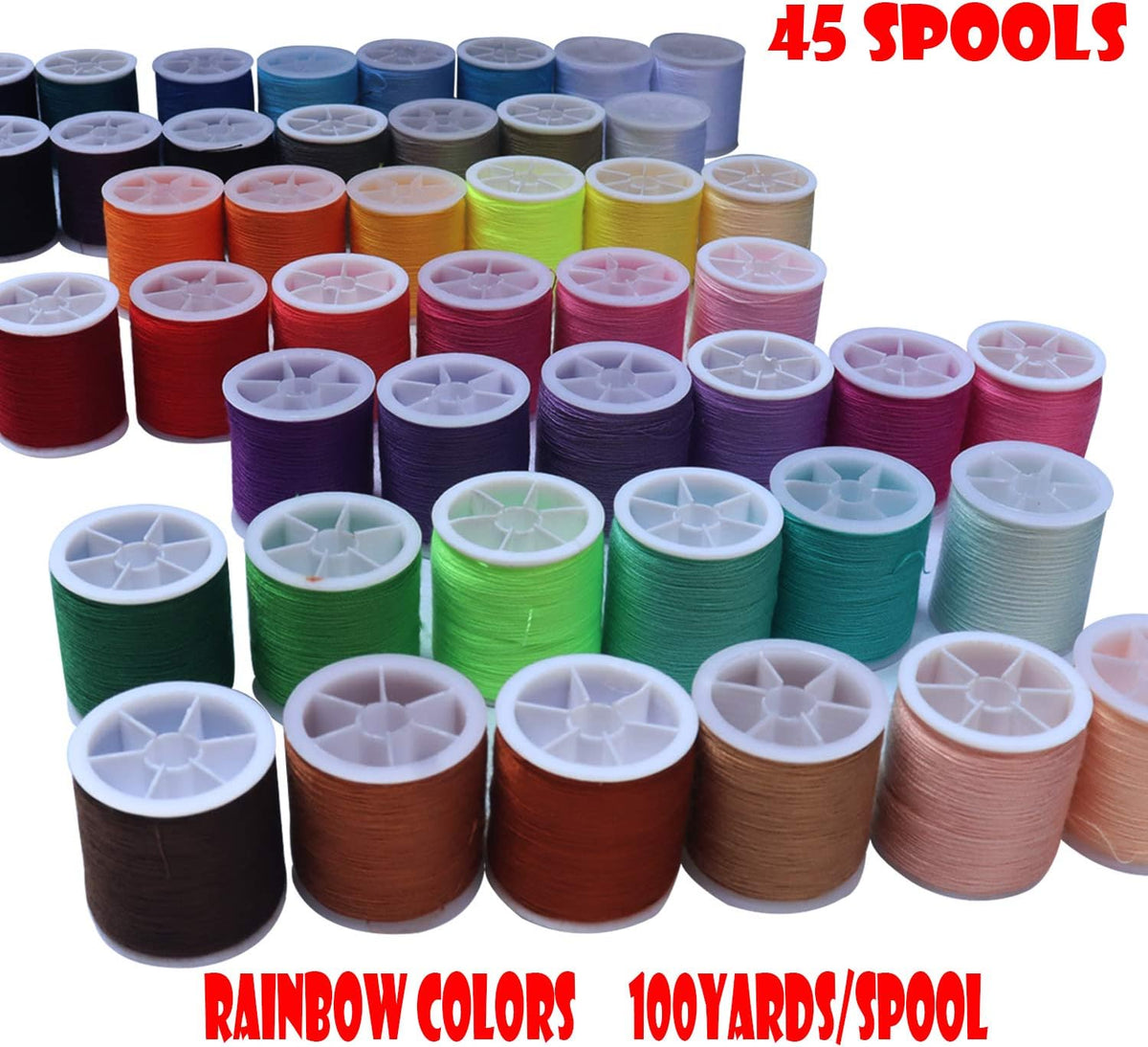 45 spools Sewing Thread Kits Polyester for Hand & Machine Sewing,100yards Each,Total 4500yards