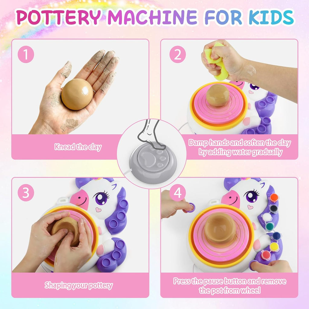 Pottery Wheel for Kids, Arts and Crafts for Kids Ages 8-12, Complete Pottery Painting Craft Kit with Clay, Art