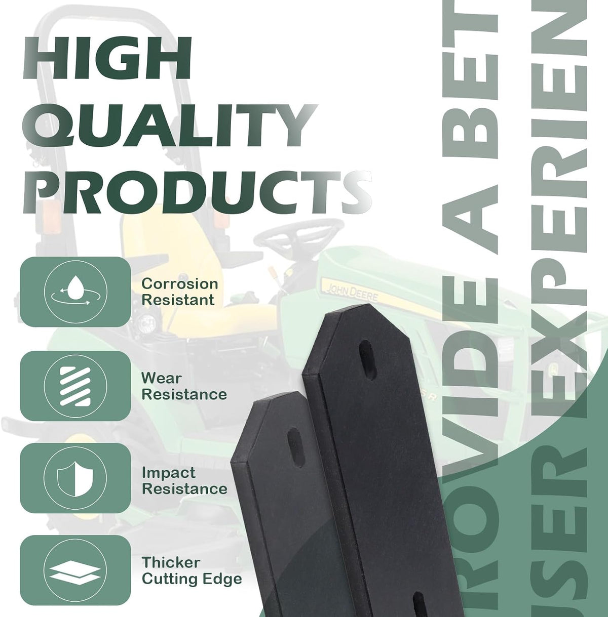 Heavy Duty Snow Plow Blade Edge Compatible with John Deere Sub-Compact Tractors Replaces M120139 (48 inch)