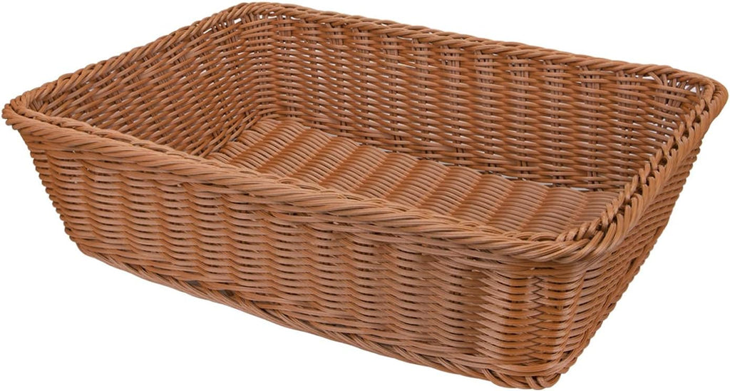 3 Pack Imitation Rattan Woven Bread Baskets, 11.8 x 7.8 Inch Plastic Wicker Fruit Baskets for Food Serving