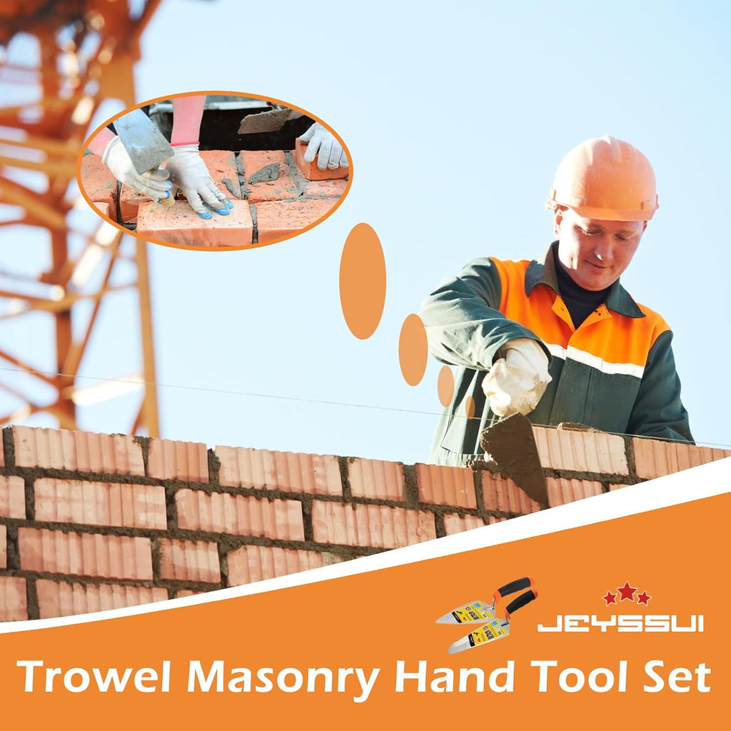 Concrete Trowel Set, 2 Pack 6" Carbon Steel Masonry Tools | 2-piece 6" masonry trowel set with carbon steel blades