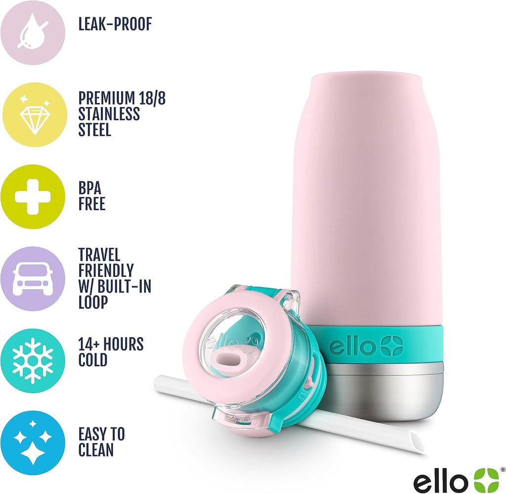 Emma 14oz Insulated Stainless Kids Water Bottle with Straw, Cotton Candy