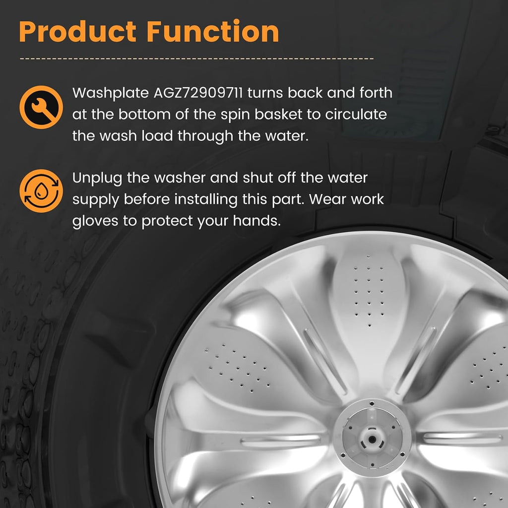 AGZ72909711 Washplate Pulsator Assembly Compatible with LG kenmore Sears Washer, Replaces AGZ72909702, AGZ72909706, AP6800730, 4873462, Compatible with WT1501CW WT5270CW WT4870CW