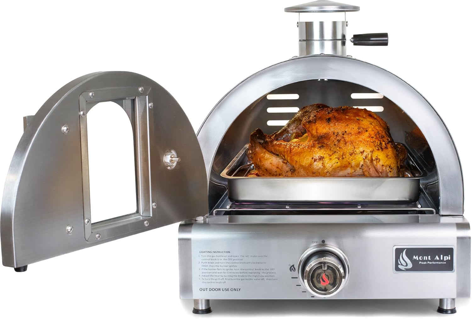 17"W x 18"D x 19"H Stainless Steel Premium Outdoor Kitchen Countertop Table Top Portable Propane Gas Pizza Oven with