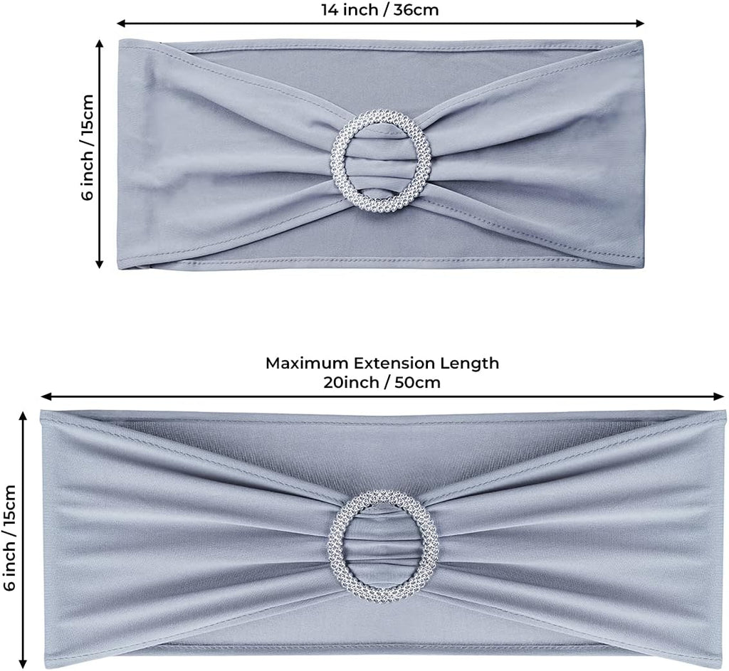 50PCS Spandex Chair Sashes Bows with Buckle for Wedding Deco, Grey
