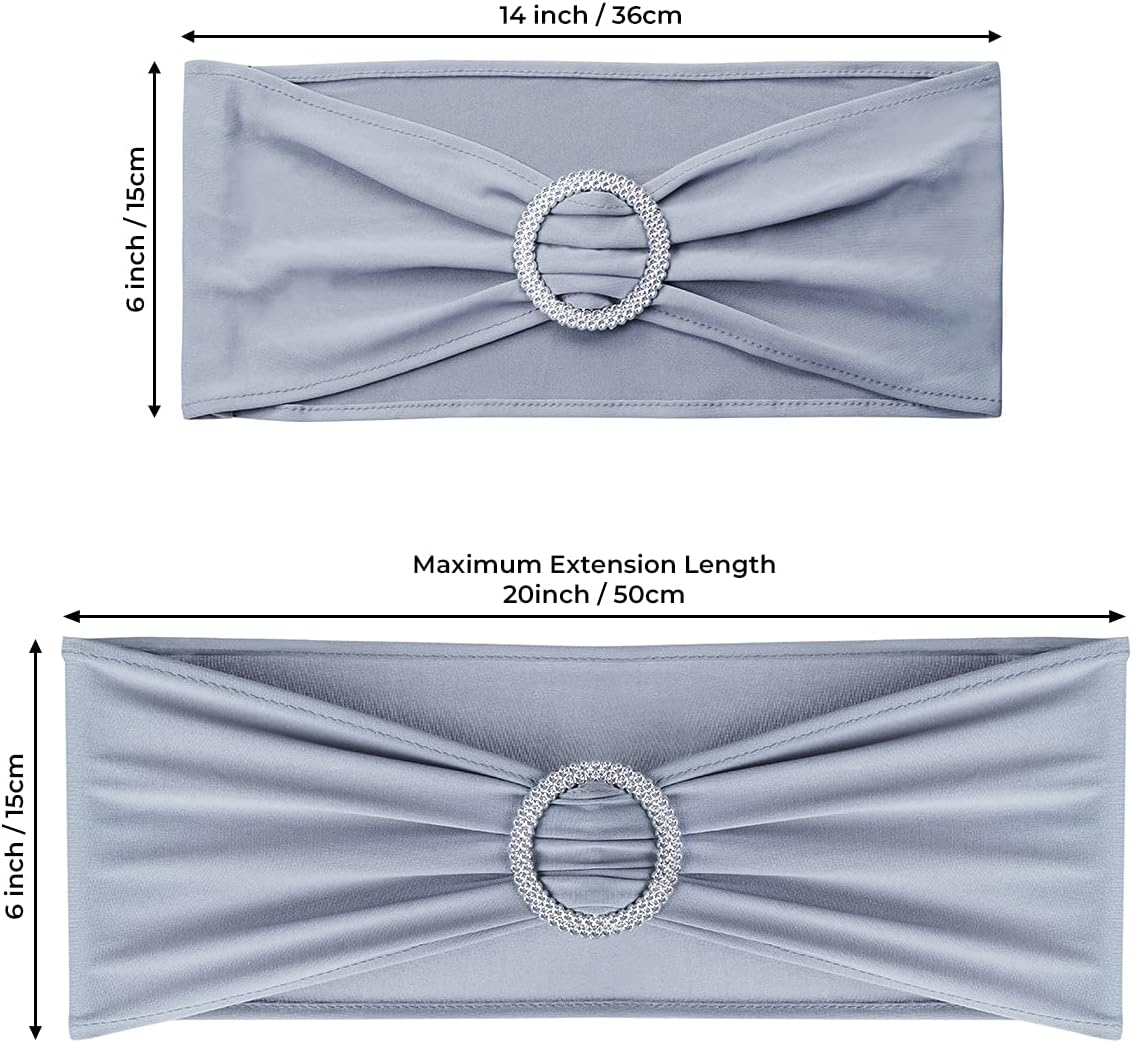 50PCS Spandex Chair Sashes Bows with Buckle for Wedding Deco, Grey