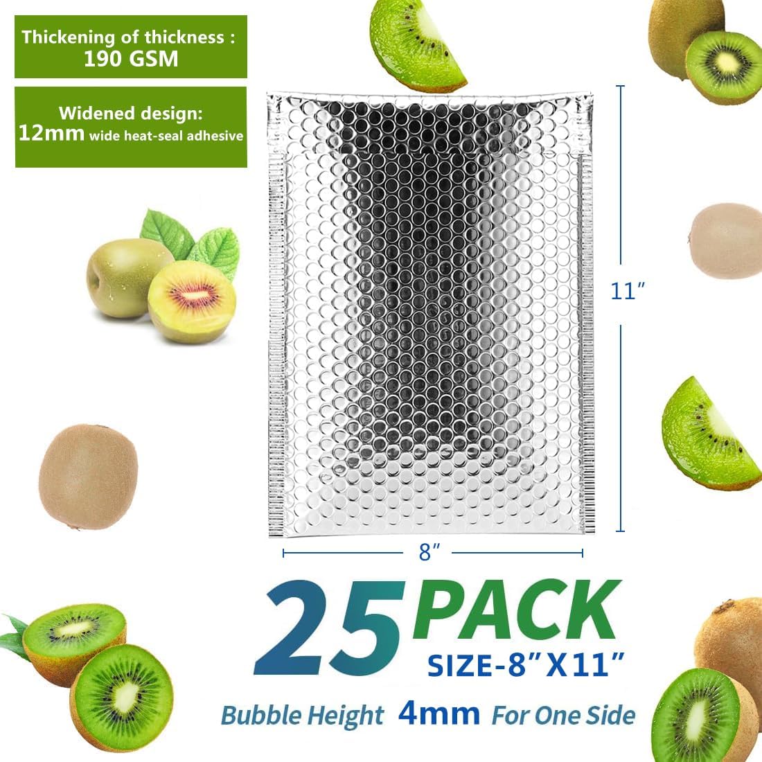 Thermal Bubble Mailer 8 x 11 Inch, Self Seal Cool Bubble Mailers 25 Pack,Insulated Bubble Mailers for Cold