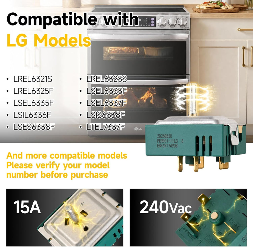 EBF62174908 Surface Element Infinite Switch Replacement for LG Electric Range Burner Control Rotary Switch Compatible with LSEL6337F LSEL6335F LSIS6338F LTEL7337F