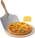 Pizza Stone, 15 in Round Pizza Stone, 0.67 in Large Cordierite Baking-Stone with Metal Peel, Scrape, 1450℉