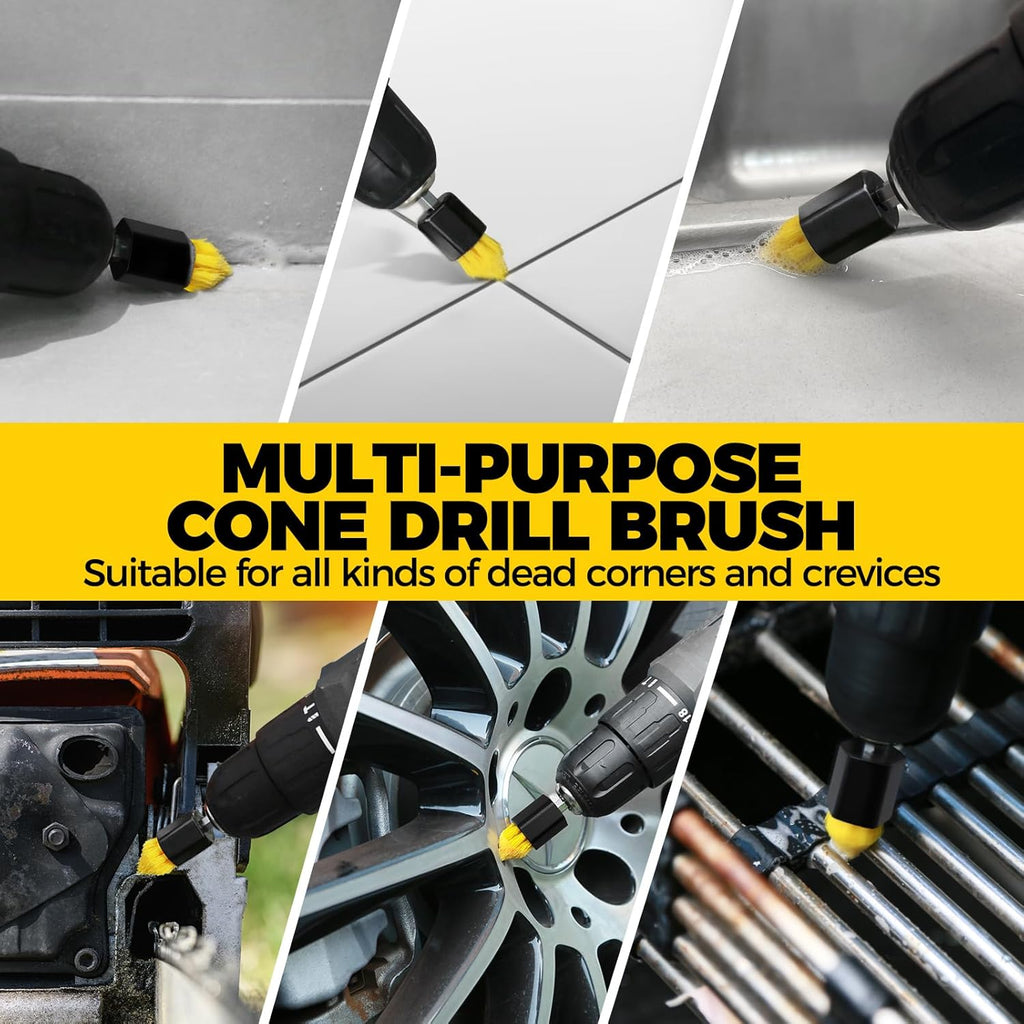 6Pack Drill Brush Power Scrubber Cleaning Brush Extended Long Attachment Set All Purpose Drill Scrub Brushes Kit for